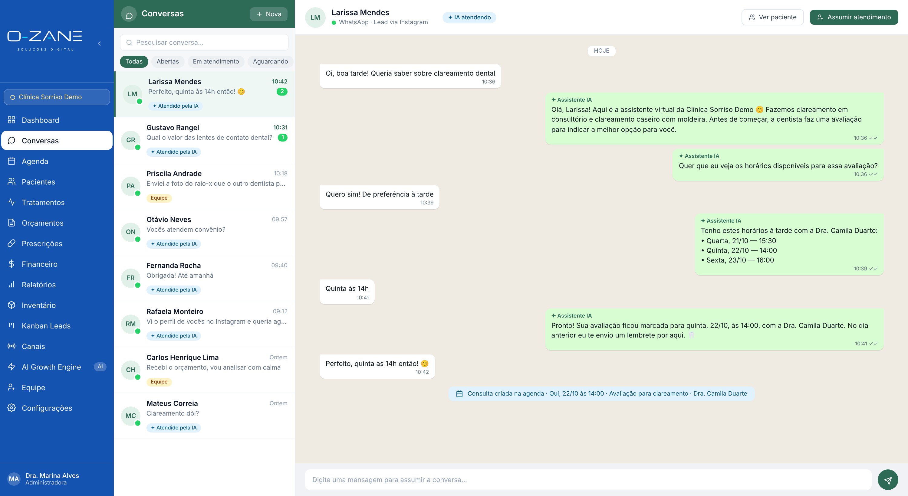 Tela de conversas do WhatsApp com atendimento por IA